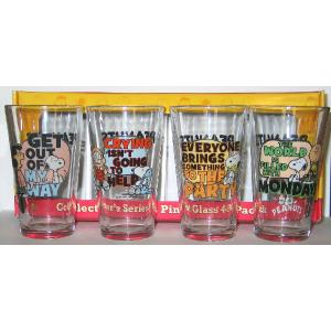 Peanuts Quotes Pint Glass Set of 4 Charlie Brown, Linus, Lucy, Snoopy 