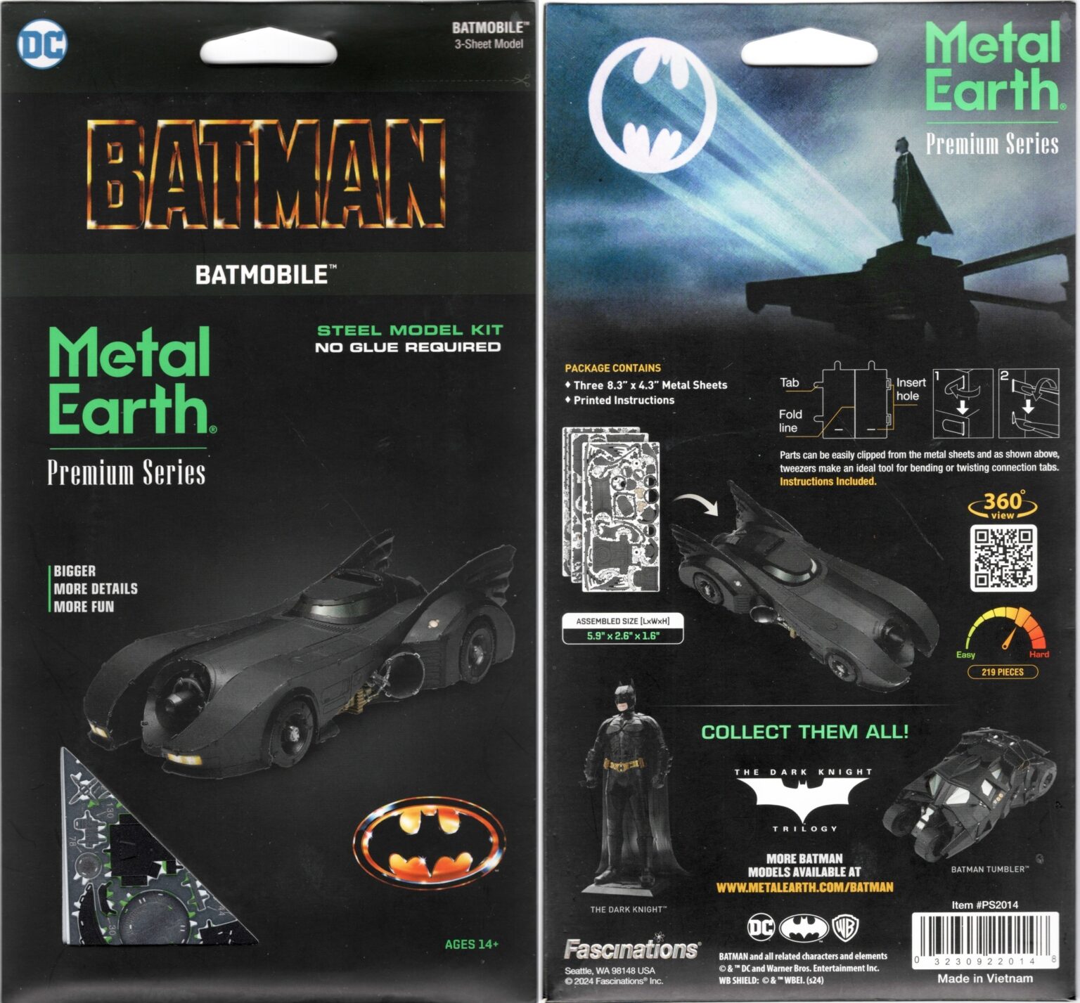 Batman 1989 Movie Batmobile Metal Earth Steel Model Kit Premium Series ...