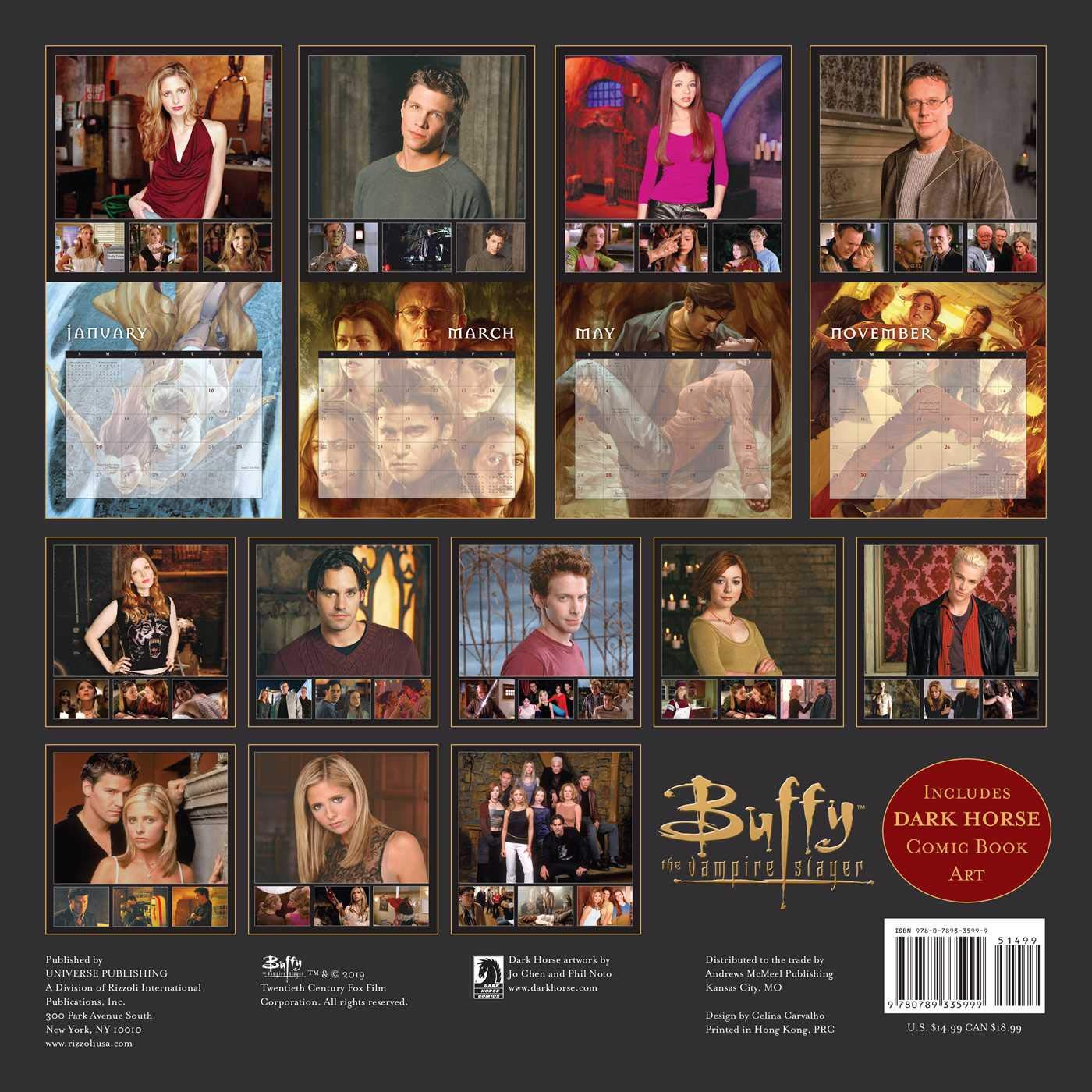 Buffy the Vampire Slayer TV Series 12 Month 2020 Wall Calendar NEW