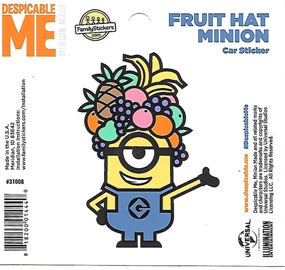 Despicable Me Hula Minion Figure Peel Off Car Sticker Decal NEW UNUSED 