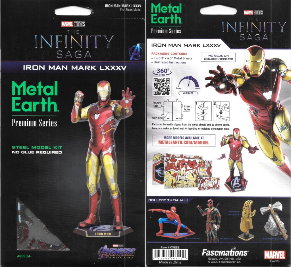Marvel Comics Infinity Saga Iron Man Armor Metal Earth ICONX 3D Steel ...