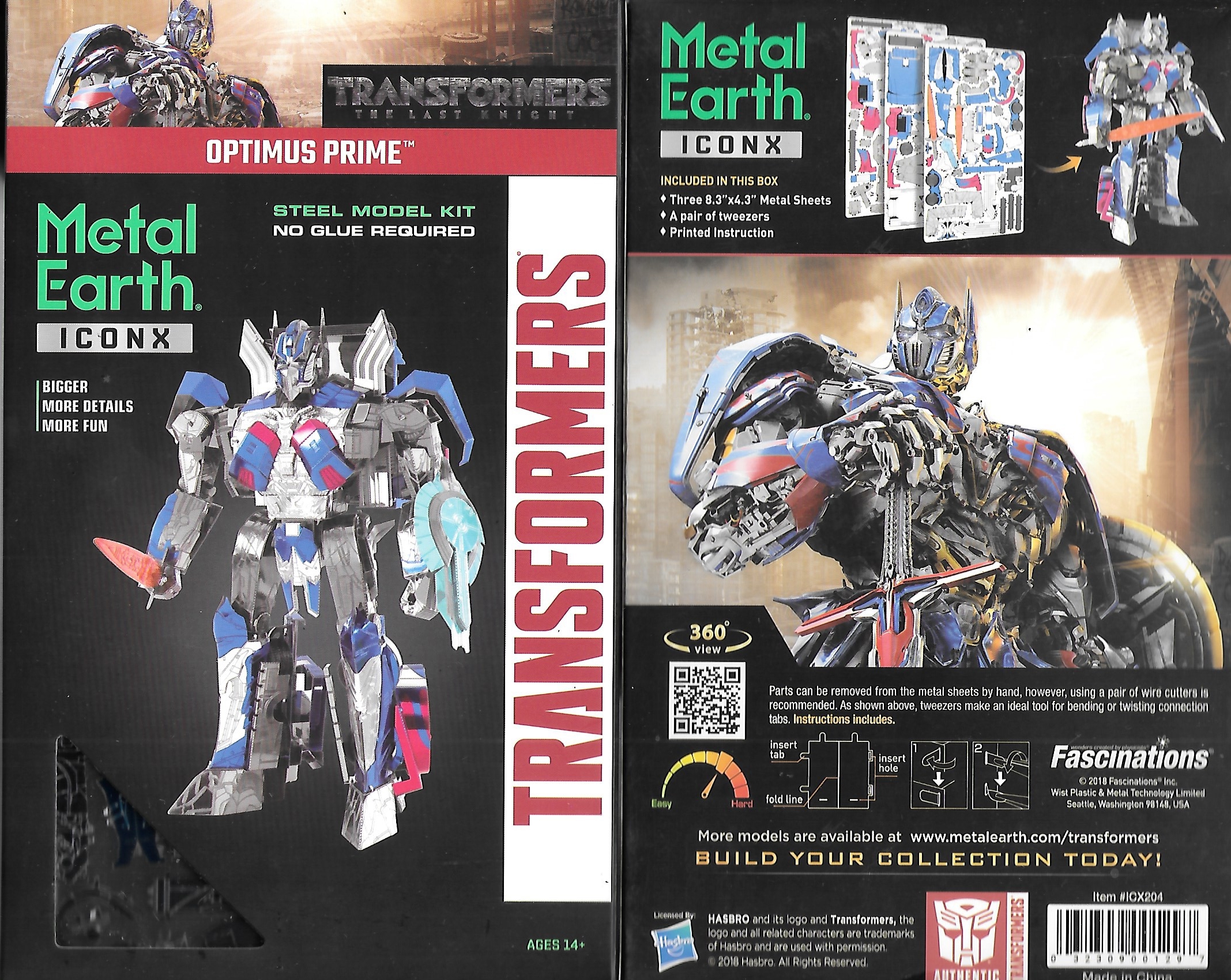 ICONX Metal Earth Transformers Optimus Prime Steel Premium Series Model Kit NEW 