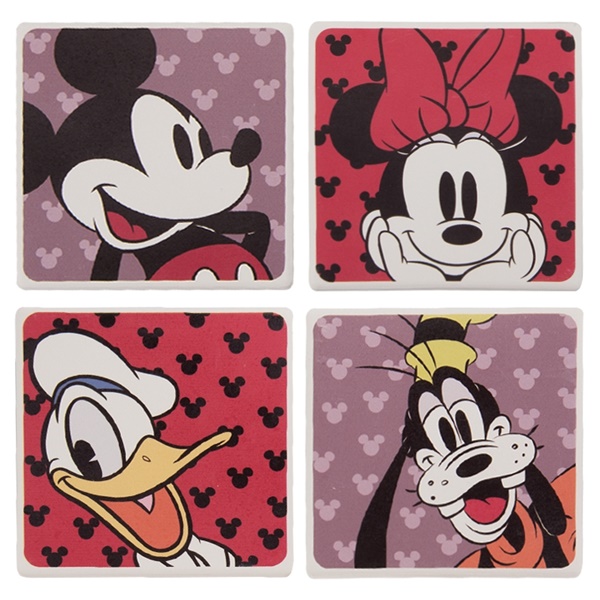 SNS Disney Mickey Mouse & Minnie Mouse Coasters 4-piece Set, Med